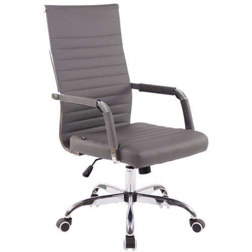 Fauteuil De Bureau Sur Roulettes Confortable Hauteur Réglable En Synthétique Gris Cadre Métal