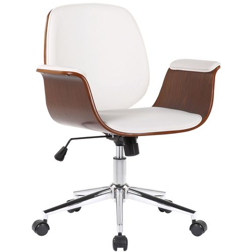 Fauteuil De Bureau Moderne Et Confortable Accoudoirs Incurvés Hauteur Réglable En Synthétique Blan