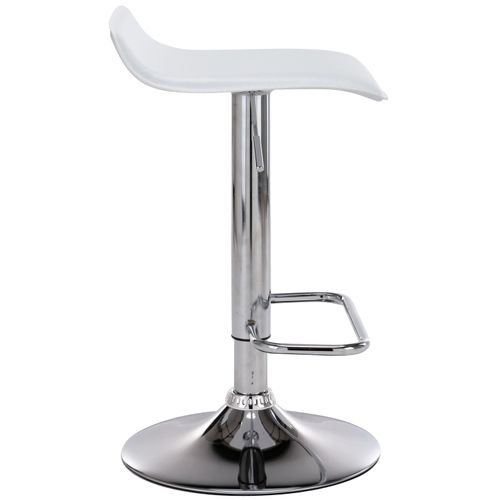 Lot De 2 Tabourets De Bar En Synthétique Blanc Hauteur Réglable Avec Repose-pieds Chromé Tdb10163