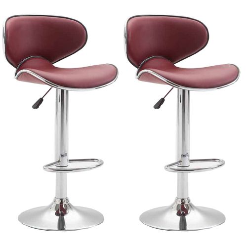 Tabouret De Bar Chaise De Bar X2 Hauteur Réglable Avec Repose Pieds En Synthétique Bordeaux Et Métal