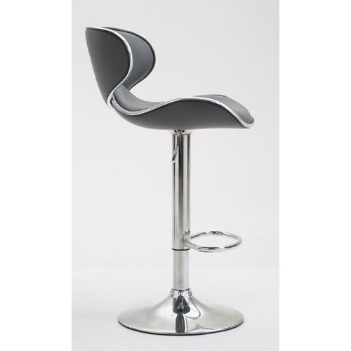 Tabouret De Bar Chaise De Bar X2 Hauteur Réglable Avec Repose Pieds En Synthétique Gris Et Métal