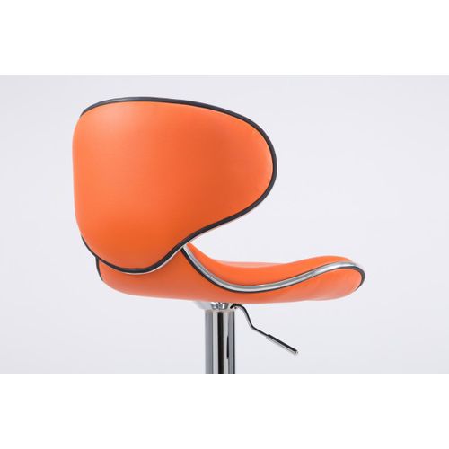 Tabouret De Bar Chaise De Bar X2 Hauteur Réglable Avec Repose Pieds En Synthétique Orange Et Métal