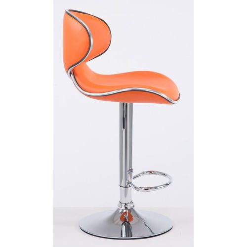 Tabouret De Bar Chaise De Bar X2 Hauteur Réglable Avec Repose Pieds En Synthétique Orange Et Métal
