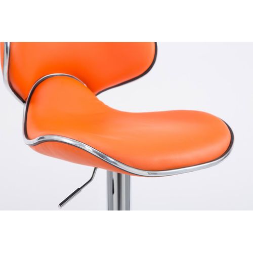 Tabouret De Bar Chaise De Bar X2 Hauteur Réglable Avec Repose Pieds En Synthétique Orange Et Métal