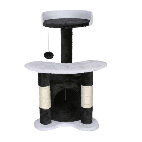 Arbre à Chat Hauteur 65 Cm Avec Corde En Sisal Griffoir Jeux Noir/ Blanc 16_0000012