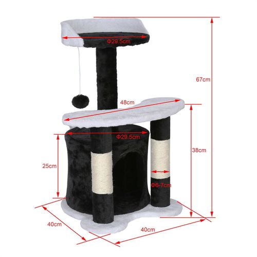Arbre à Chat Hauteur 65 Cm Avec Corde En Sisal Griffoir Jeux Noir/ Blanc 16_0000012
