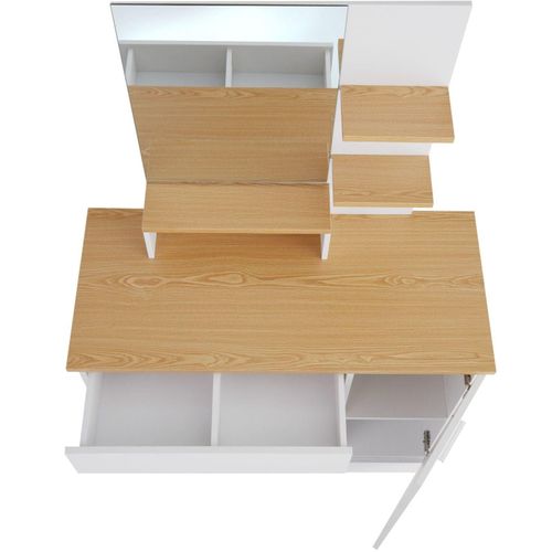 Coiffeuse Avec Miroir Tiroir Table De Maquillage Élégante Moderne 137,5 Cm Blanche 08