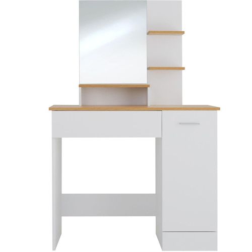 Coiffeuse Avec Miroir Tiroir Table De Maquillage Élégante Moderne 137,5 Cm Blanche 08