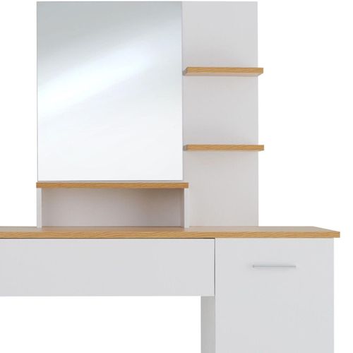 Coiffeuse Avec Miroir Tiroir Table De Maquillage Élégante Moderne 137,5 Cm Blanche 08