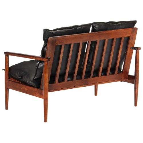 Canapé 2 Places De Salon Salle De Séjour Maison Intérieur Places Noir Cuir Véritable