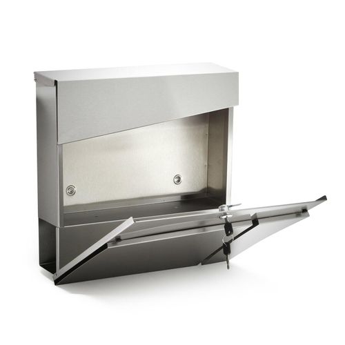 Boite Aux Lettres Design Compartiment Journaux Poste Acier Inoxydable Argenté 16_000