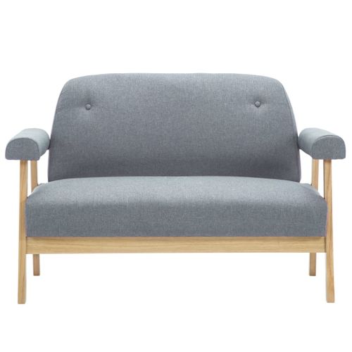 Canapé 2 Places De Salon Salle De Séjour Maison Intérieur Tissu Gris Clair 02_0019640