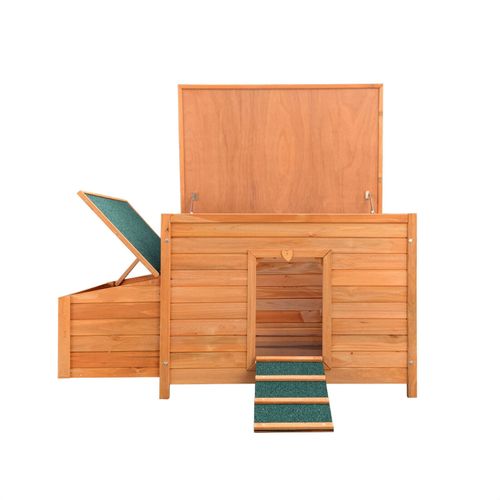 Poulailler Compact Pratique Toit Hydrofuge Avec Nichoir 136 Cm Bois Brun 16_0000581