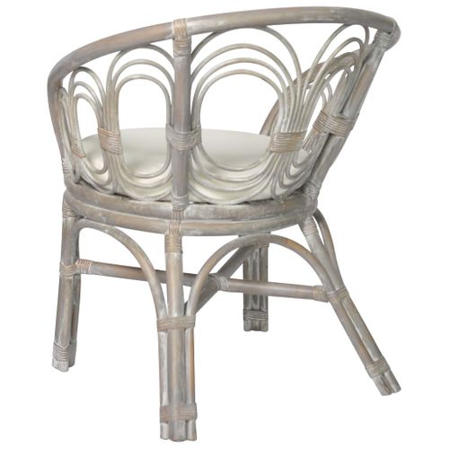 Chaise De Salle à Manger Avec Coussin Gris Rotin Naturel Et Lin Cds020010