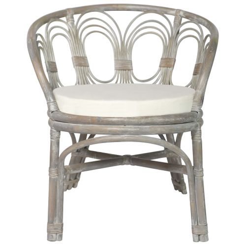 Chaise De Salle à Manger Avec Coussin Gris Rotin Naturel Et Lin Cds020010