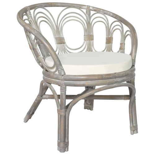 Chaise De Salle à Manger Avec Coussin Gris Rotin Naturel Et Lin Cds020010