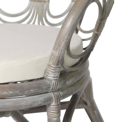 Chaise De Salle à Manger Avec Coussin Gris Rotin Naturel Et Lin Cds020010