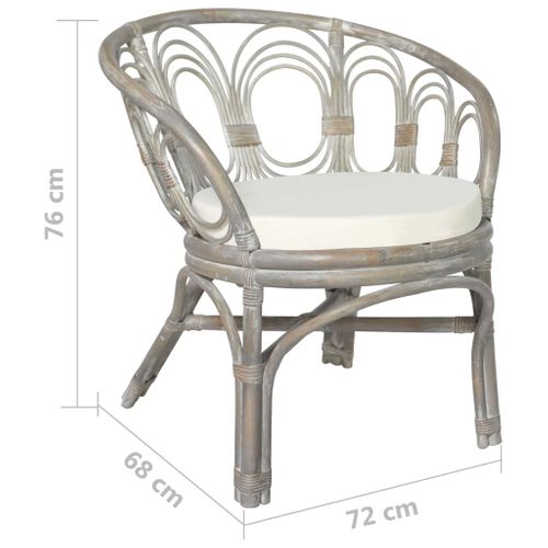 Chaise De Salle à Manger Avec Coussin Gris Rotin Naturel Et Lin Cds020010