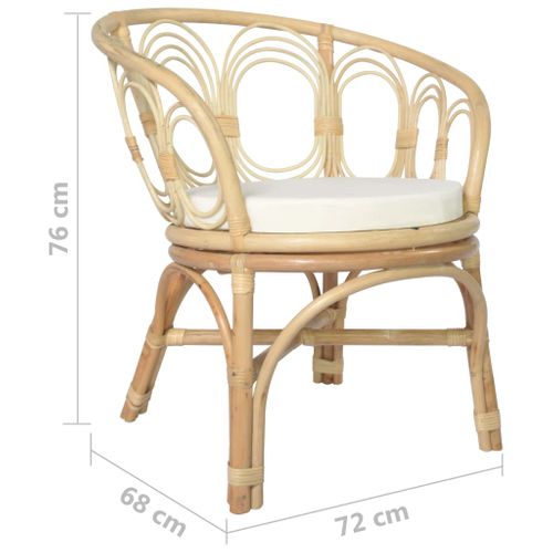 Chaise De Salle à Manger Avec Coussin Rotin Naturel Et Lin Cds020011