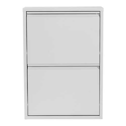 Meuble à Chaussures à 2 Tiroirs Inclinables Blanc 03_0008830