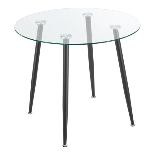 Table De Salle à Manger Ronde Verre Trempé Acier 75 X 80 Cm Transparent Noir 03_00088