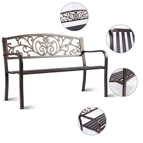 Banc De Jardin Noir Magnifique 127 X 60 X 85 Cm Charge Max 180 Kg En Métal 20_0000204