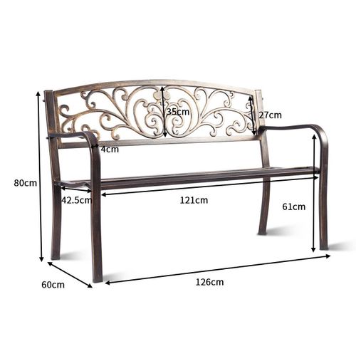 Banc De Jardin Noir Magnifique 127 X 60 X 85 Cm Charge Max 180 Kg En Métal 20_0000204