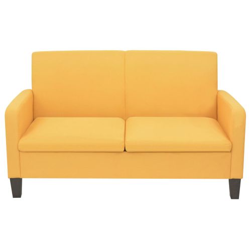 Canapé 2 Places De Salon Salle De Séjour Maison Intérieur 135 X 65 X 76 Cm Jaune 02_0