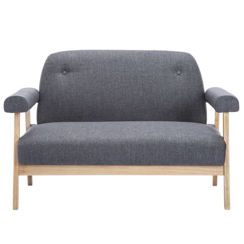 Canapé 2 Places De Salon Salle De Séjour Maison Intérieur Tissu Gris Foncé 02_0020063