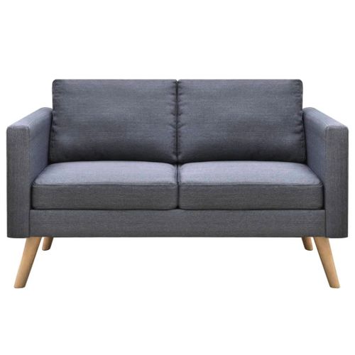 Canapé 2 Places De Salon Salle De Séjour Maison Intérieur Tissu Gris Foncé 02_002018