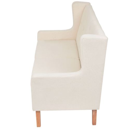 Canapé 2 Places De Salon Salle De Séjour Maison Intérieur Tissu Blanc Crème 02_002019