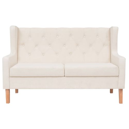 Canapé 2 Places De Salon Salle De Séjour Maison Intérieur Tissu Blanc Crème 02_002019