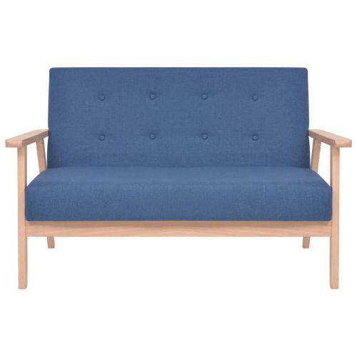 Canapé 2 Places De Salon Salle De Séjour Maison Intérieur Tissu Bleu 02_0020213