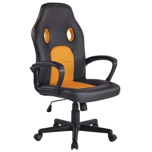 Fauteuil De Bureau Design Sportif En Synthétique Noir Maille Jaune Bur10486