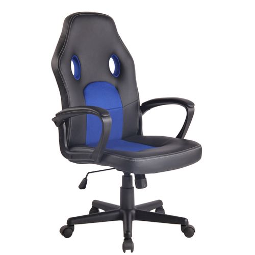 Fauteuil De Bureau Design Sportif En Synthétique Noir Maille Bleu Bur10483