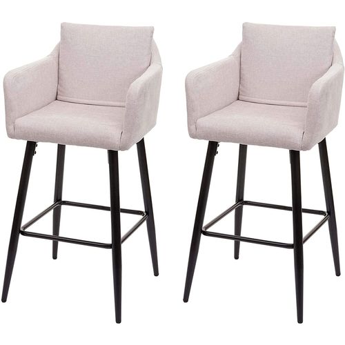 Lot De 2 Tabourets De Bar Avec Repose-pieds En Tissu Crème Et Métal Noir Tdb04063