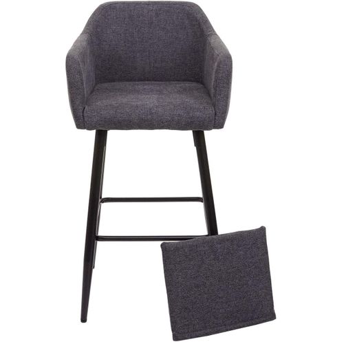 Lot De 2 Tabourets De Bar Avec Repose-pieds En Tissu Gris Foncé Et Métal Noir Tdb04062