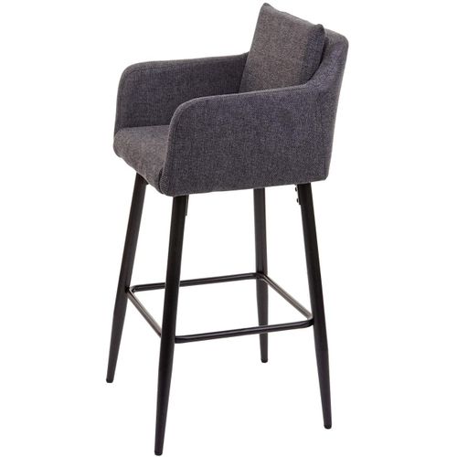 Lot De 2 Tabourets De Bar Avec Repose-pieds En Tissu Gris Foncé Et Métal Noir Tdb04062