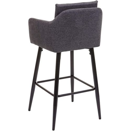 Lot De 2 Tabourets De Bar Avec Repose-pieds En Tissu Gris Foncé Et Métal Noir Tdb04062