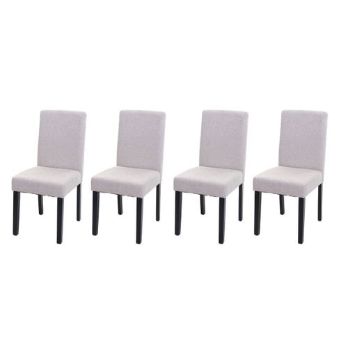 Lot De 4 Chaises De Salle à Manger En Tissu Crème Pieds Foncés Cds04560