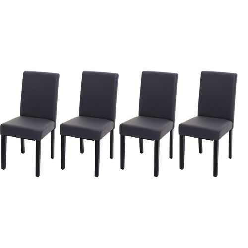 Lot De 4 Chaises De Salle à Manger Synthétique Gris Mat Pieds Foncés Cds04559