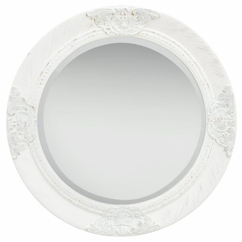 Miroir Mural Rond Style Baroque 50 Cm Blanc Dec022886