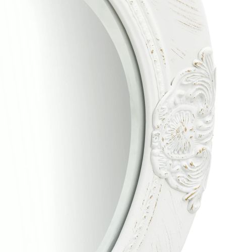 Miroir Mural Rond Style Baroque 50 Cm Blanc Dec022886