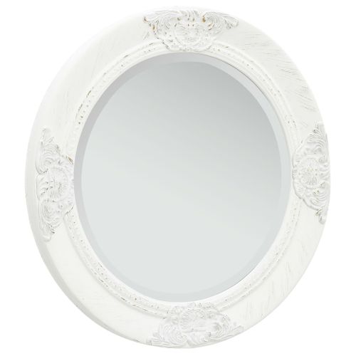Miroir Mural Rond Style Baroque 50 Cm Blanc Dec022886