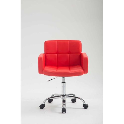 Chaise De Bureau à Roulettes Avec Dossier Et Accoudoirs En Synthétique Rouge Fal10157