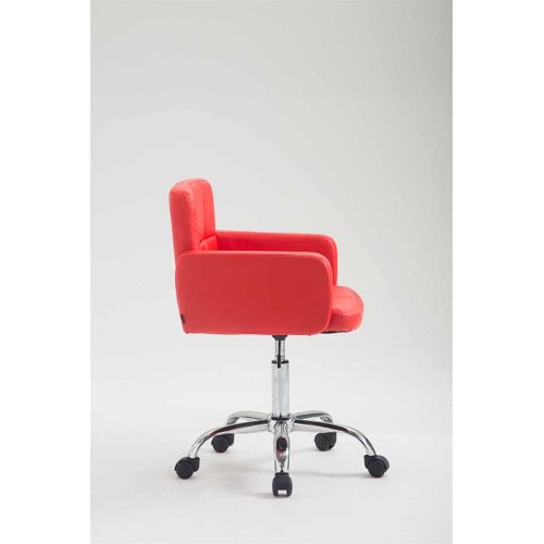 Chaise De Bureau à Roulettes Avec Dossier Et Accoudoirs En Synthétique Rouge Fal10157