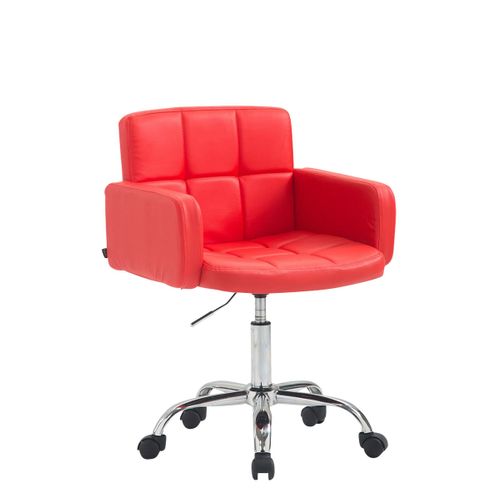 Chaise De Bureau à Roulettes Avec Dossier Et Accoudoirs En Synthétique Rouge Fal10157