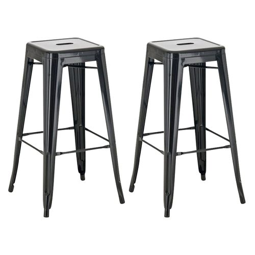 Lot De 2 Tabourets De Bar Style Industriel En Métal Avec Repose-pieds Noir Tdb10119