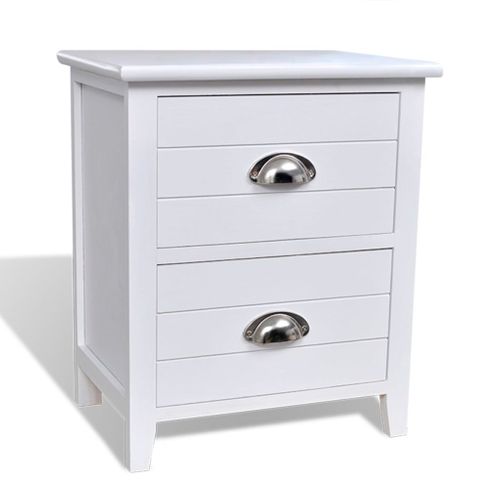 Lot De 2 Tables De Nuit Chevet Commode Armoire Meuble Chambre Avec 2 Tiroirs Blanc 14