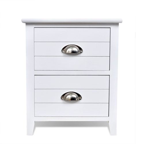Lot De 2 Tables De Nuit Chevet Commode Armoire Meuble Chambre Avec 2 Tiroirs Blanc 14